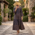 S/M Moon Gold Printed Dress 57" Long Jalabiya