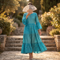 L/XL Moon Gold Printed Dress 57" Long Jalabiya