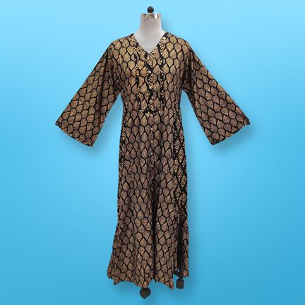 S/M Tulip Printed Rayon Dress 57" Long Jalabiya