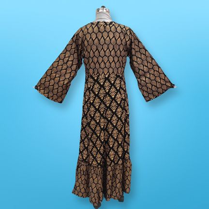 S/M Tulip Printed Rayon Dress 57" Long Jalabiya