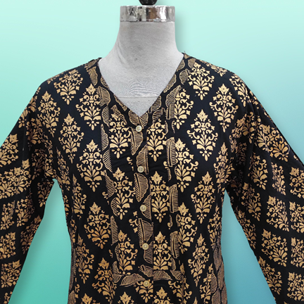 S/M Tulip Printed Rayon Dress 57" Long Jalabiya