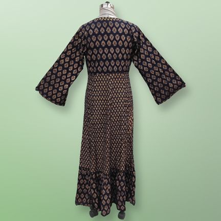 S/M Tulip Printed Rayon Dress 57" Long Jalabiya