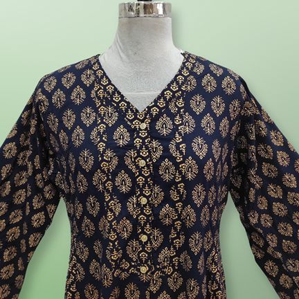 L/XL Tulip Printed Rayon Dress 57" Long Jalabiya