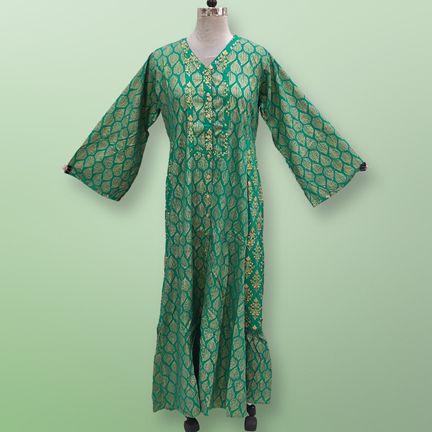 L/XL Tulip Printed Rayon Dress 57" Long Jalabiya