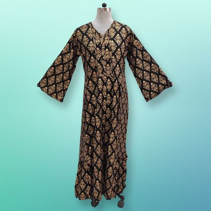 L/XL Tulip Printed Rayon Dress 57" Long Jalabiya