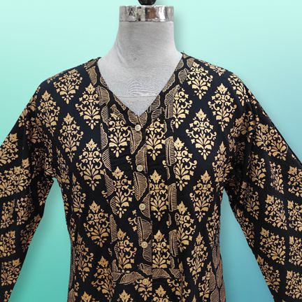 L/XL Tulip Printed Rayon Dress 57" Long Jalabiya