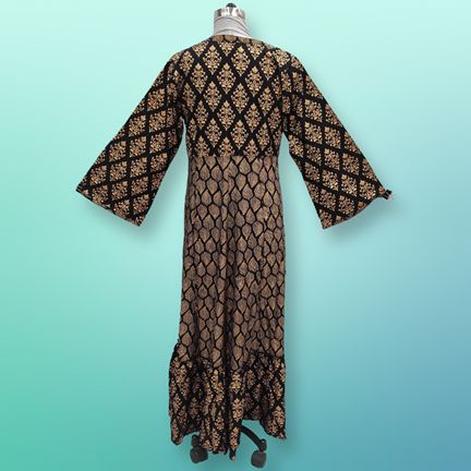 L/XL Tulip Printed Rayon Dress 57" Long Jalabiya