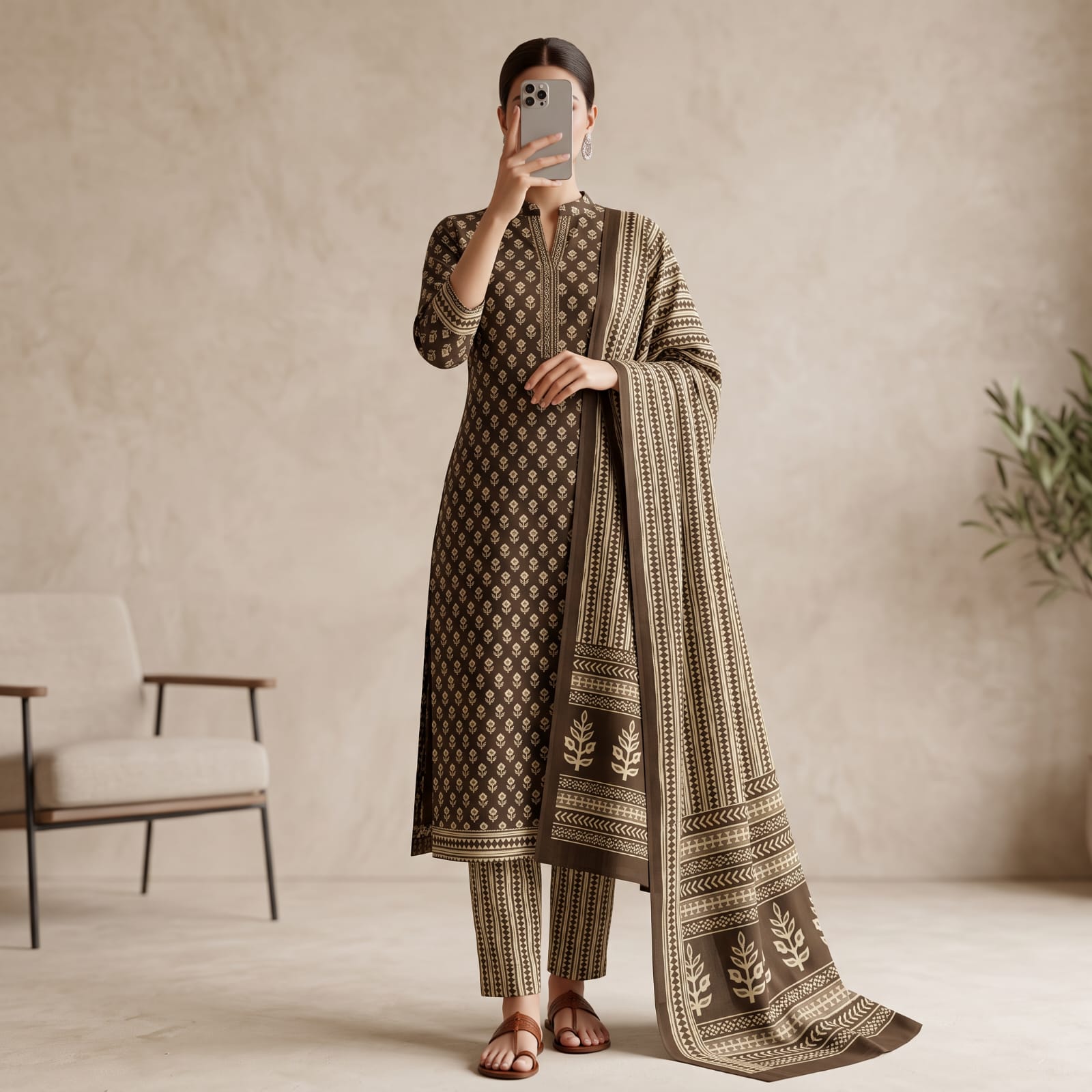 Premium Stitched Cotton Suit With Sheila 1501