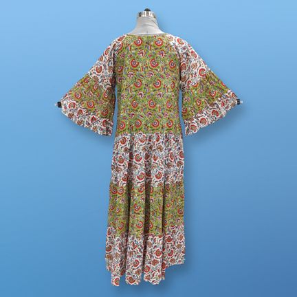 S/M Gaby Multi Printed Cotton Dress 57" Long Jalabiya