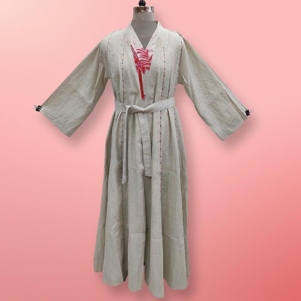 S/M Linen Abaya & Cotton Inner Set length 57” Long