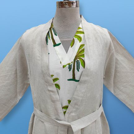 L/XL Linen Abaya & Cotton Inner Set length 57” Long