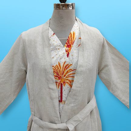 L/XL Linen Abaya & Cotton Inner Set length 57” Long