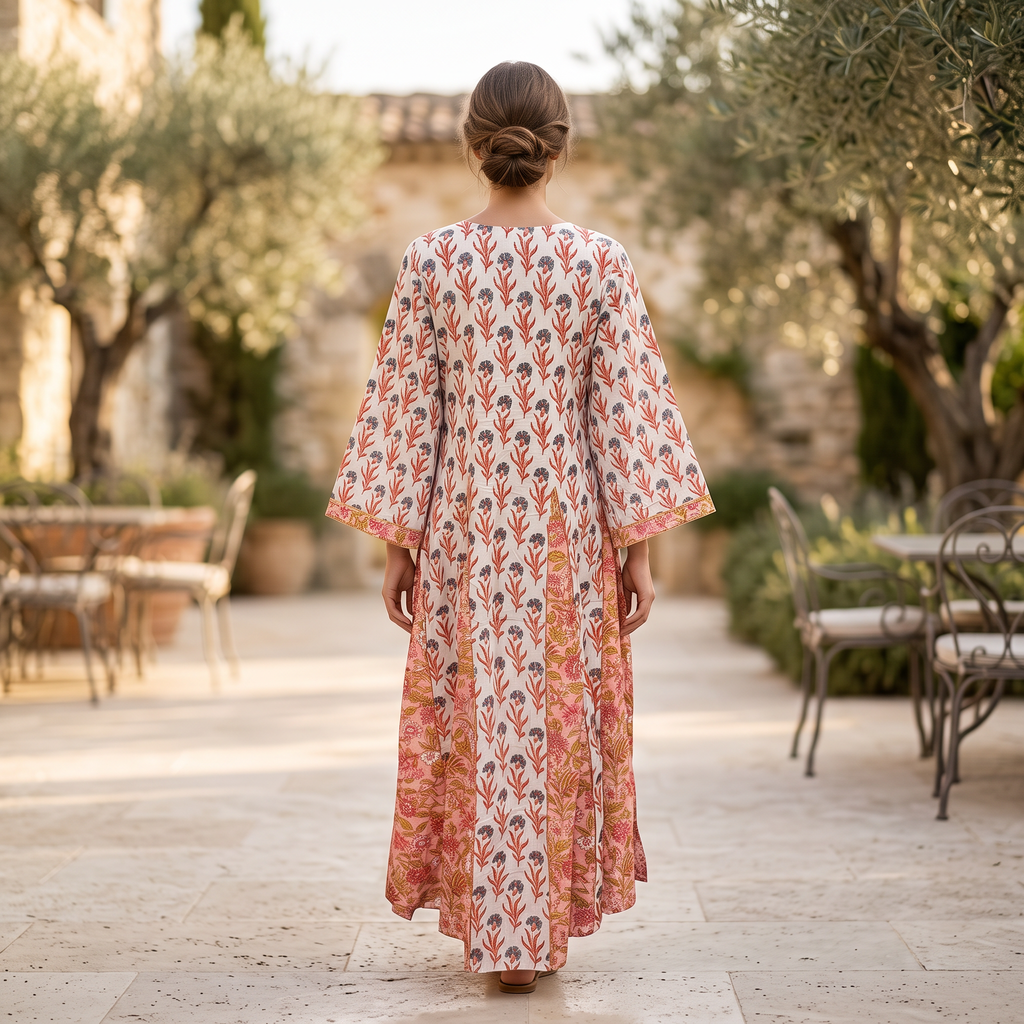 2XL-3XL Anaya Printed Cotton Dress 57" Long Jalabiya TN 346