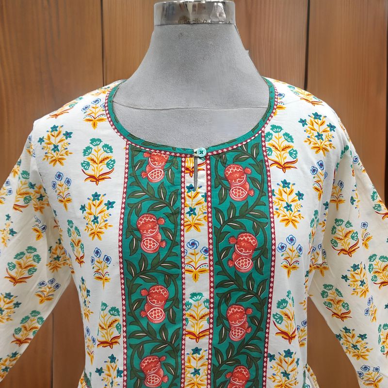 S/M Bhopali Printed Cotton Dress 60" Long Jalabiya
