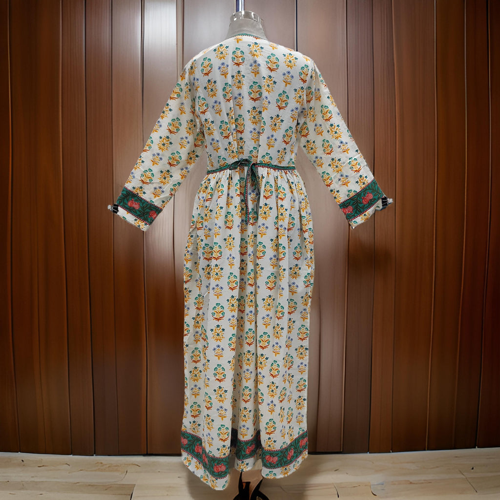 S/M Bhopali Printed Cotton Dress 60" Long Jalabiya