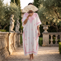 Free Size Farasha Embroidery Kaftan Cotton Dress 60" Long
