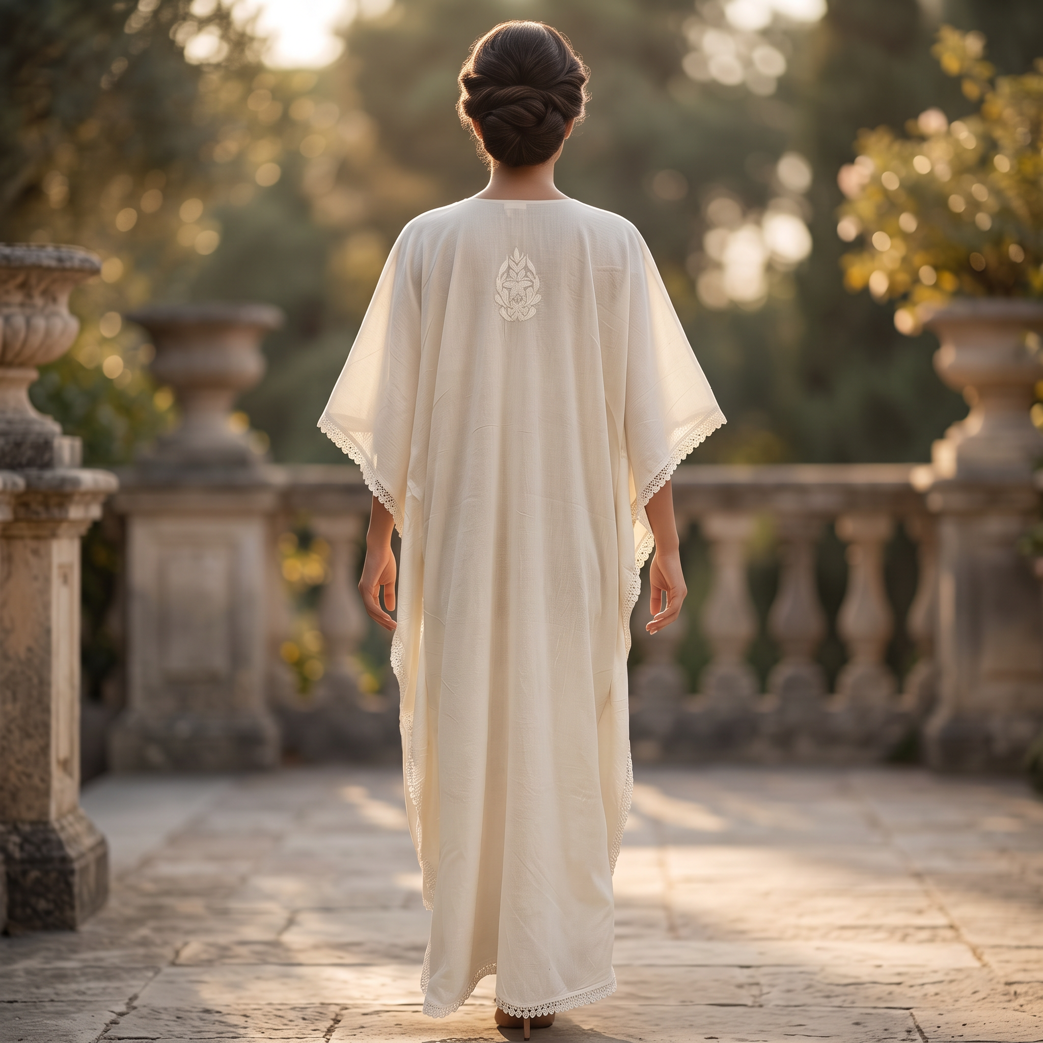 Free Size Farasha Embroidery Kaftan Cotton Dress 60" Long