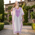 Free Size Farasha Embroidery Kaftan Cotton Dress 57" Long