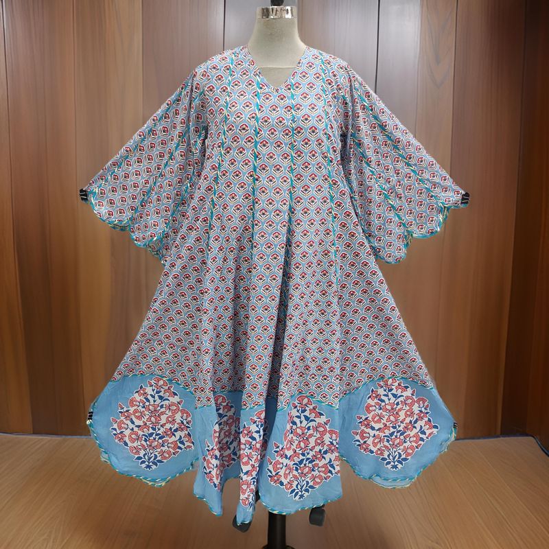 L/XL Meher Printed Cotton Dress 57" Long Jalabiya