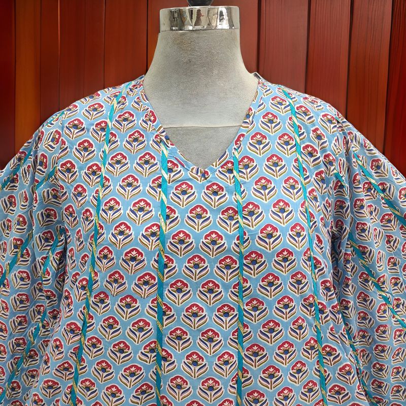 L/XL Meher Printed Cotton Dress 57" Long Jalabiya