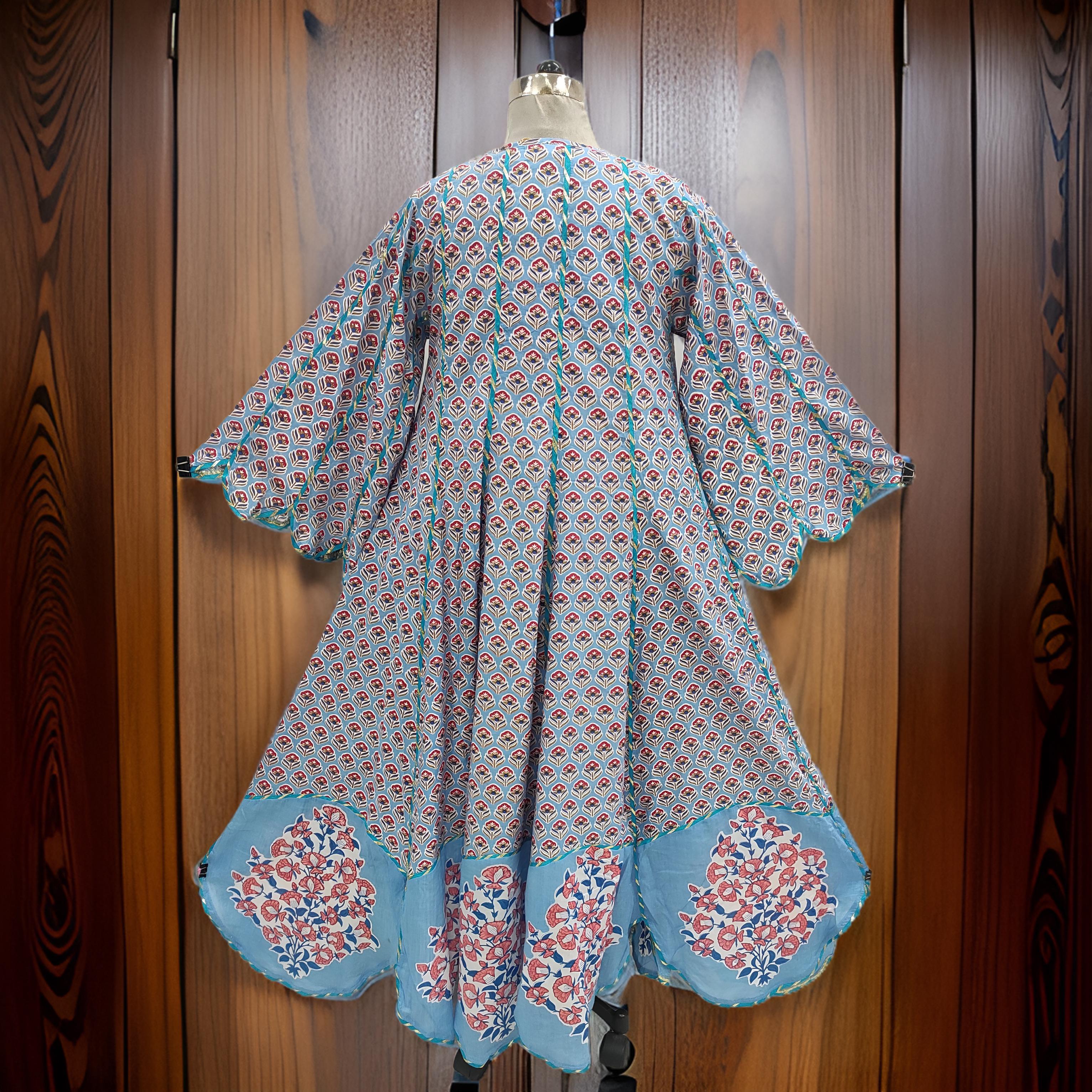 L/XL Meher Printed Cotton Dress 57" Long Jalabiya