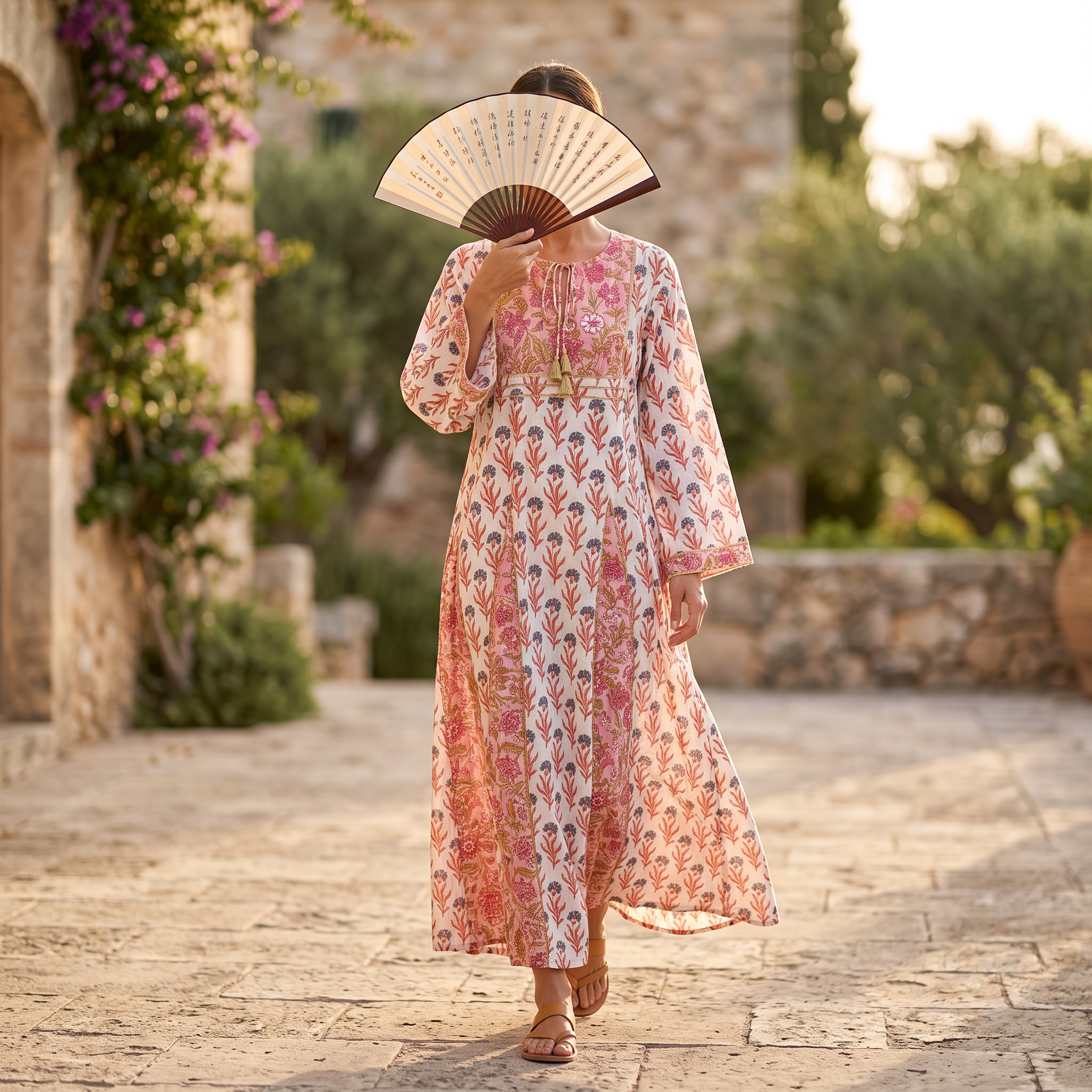 2XL-3XL Anaya Printed Cotton Dress 57" Long Jalabiya TN 346