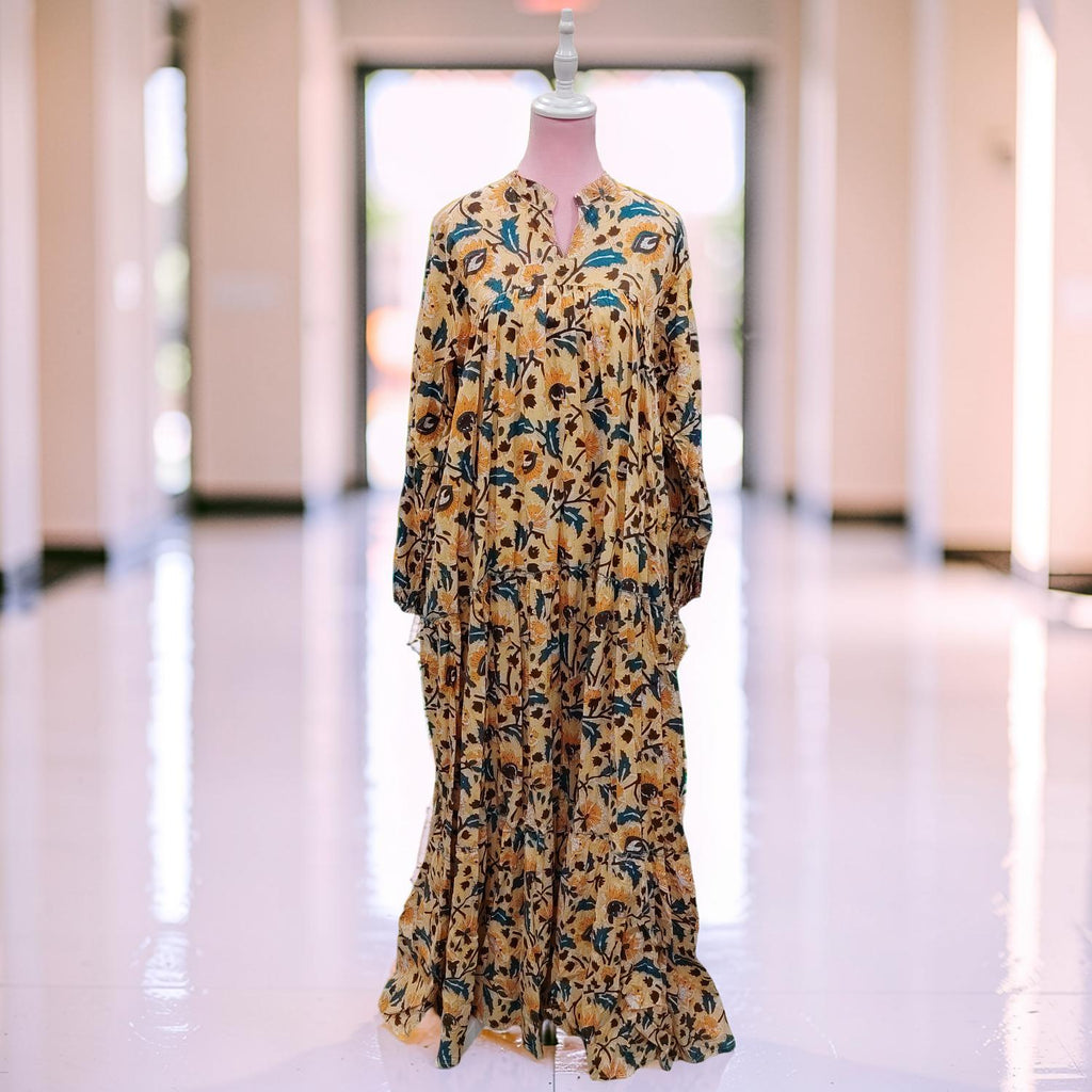 L/XL ZIYA Printed Cotton Dress 57" Long Jalabiya