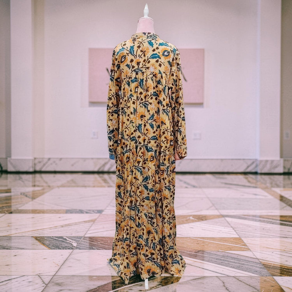 L/XL ZIYA Printed Cotton Dress 57" Long Jalabiya