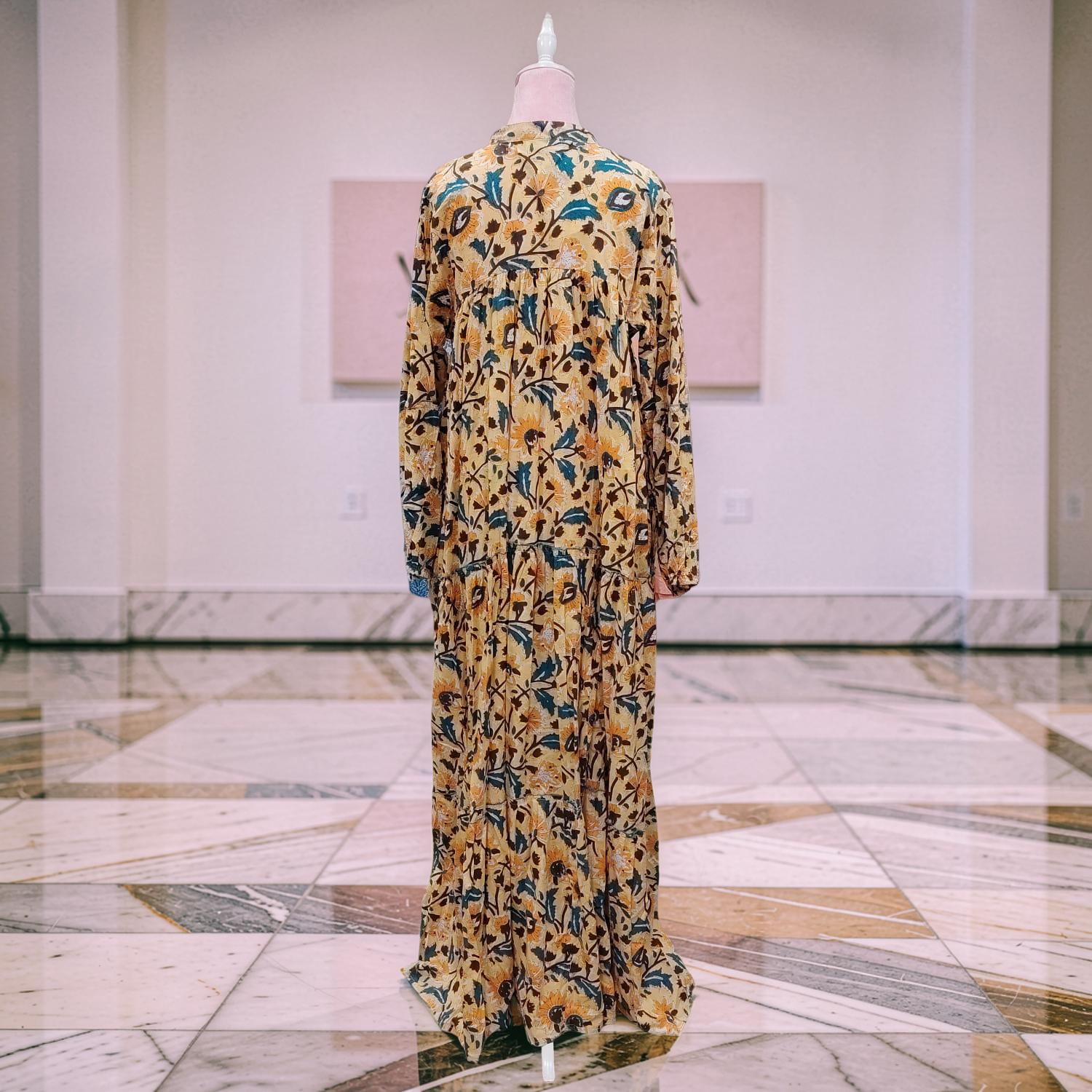 L/XL ZIYA Printed Cotton Dress 57" Long Jalabiya