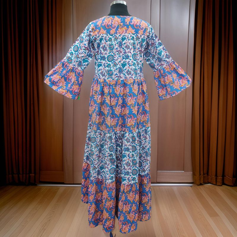 S/M Moon Printed Cotton Dress 60" Long Jalabiya