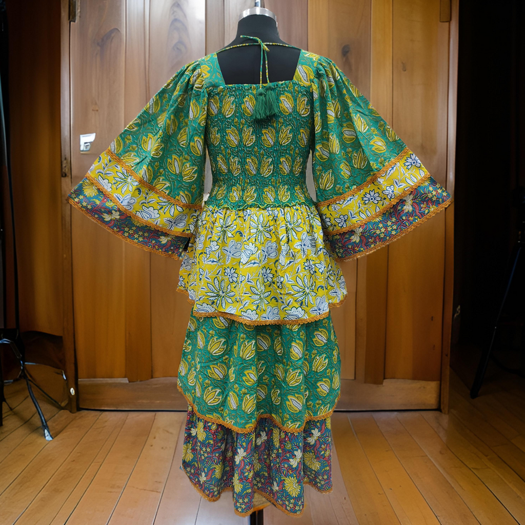 L/XL Rahima Printed Cotton Dress 57" Long Jalabiya