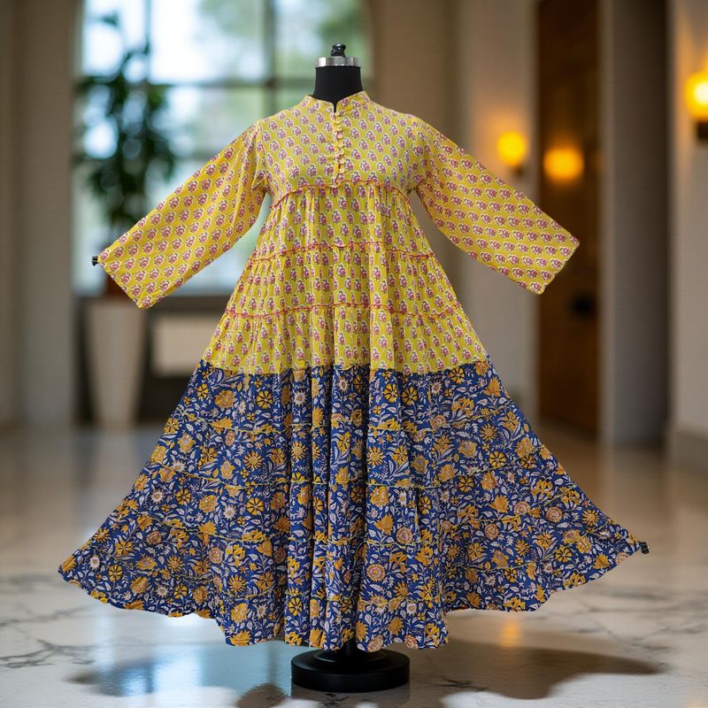 S/M Maha Printed Cotton Dress 57"Long Jalabiya