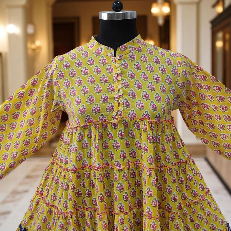 S/M Maha Printed Cotton Dress 57"Long Jalabiya