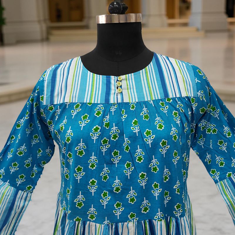 XS/S And Sky Moon Printed Cotton Dress 54" Long Jalabiya
