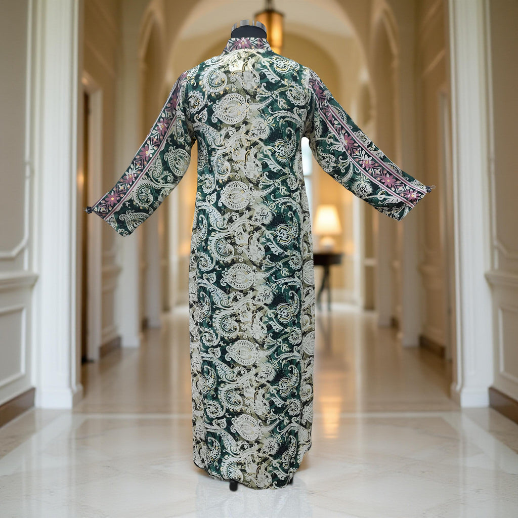 S/M Teena silk Printed Cotton Dress 57" Long Jalabiya