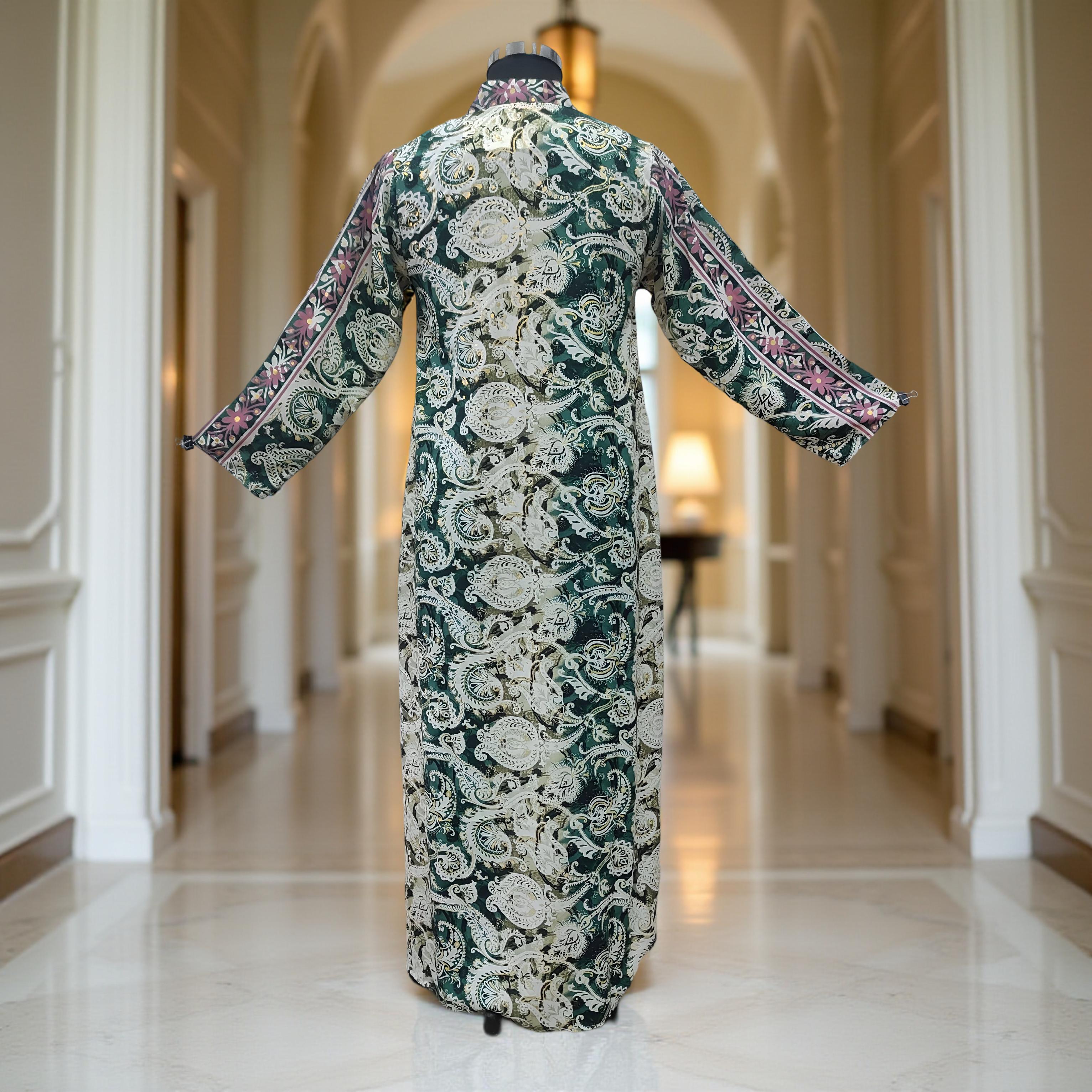 S/M Teena silk Printed Cotton Dress 57" Long Jalabiya