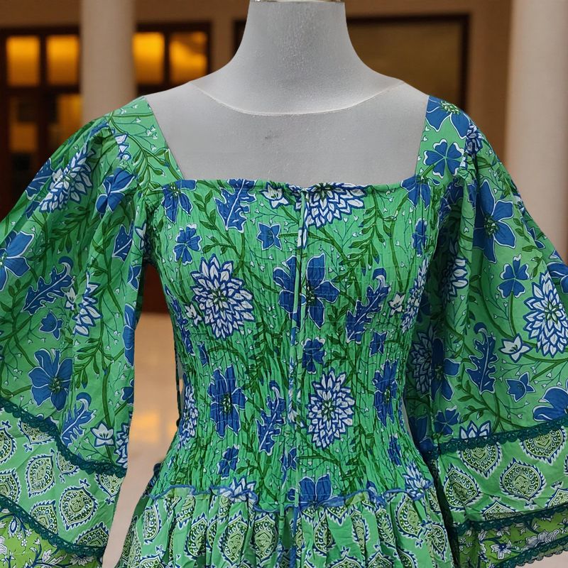 L/XL Rahima Printed Cotton Dress 57" Long Jalabiya