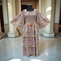 S/M Rahima Gold Printed Cotton Dress 57" Long Jalabiya