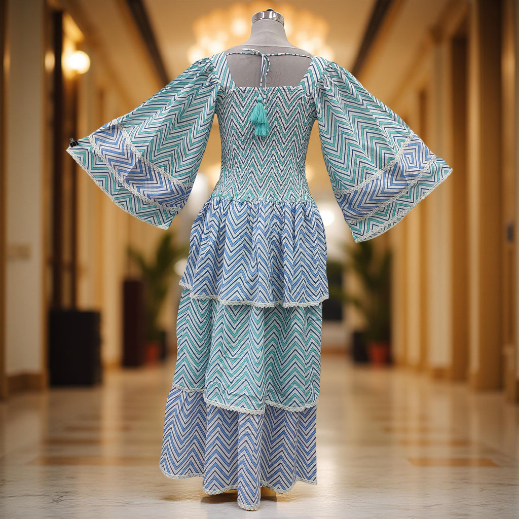 L/XL Rahima Printed Cotton Dress 57" Long Jalabiya