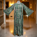 S/M Nura Silk Printed Dress 57" Long Jalabiya