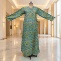 S/M Qifa Printed Cotton Dress 57" Long Jalabiyas