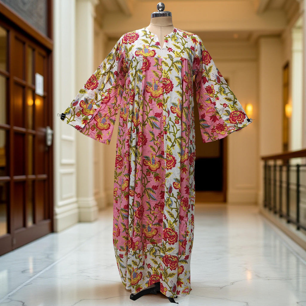 XS/S Zahia Printed Cotton Dress 54" Long Jalabiya