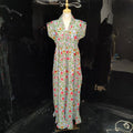 S/M Amani Printed Cotton Dress 57" Short Sleeves Jalabiya