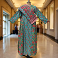 S-M Heba Printed Cotton Dress 57" Long Jalabiya With Sheila