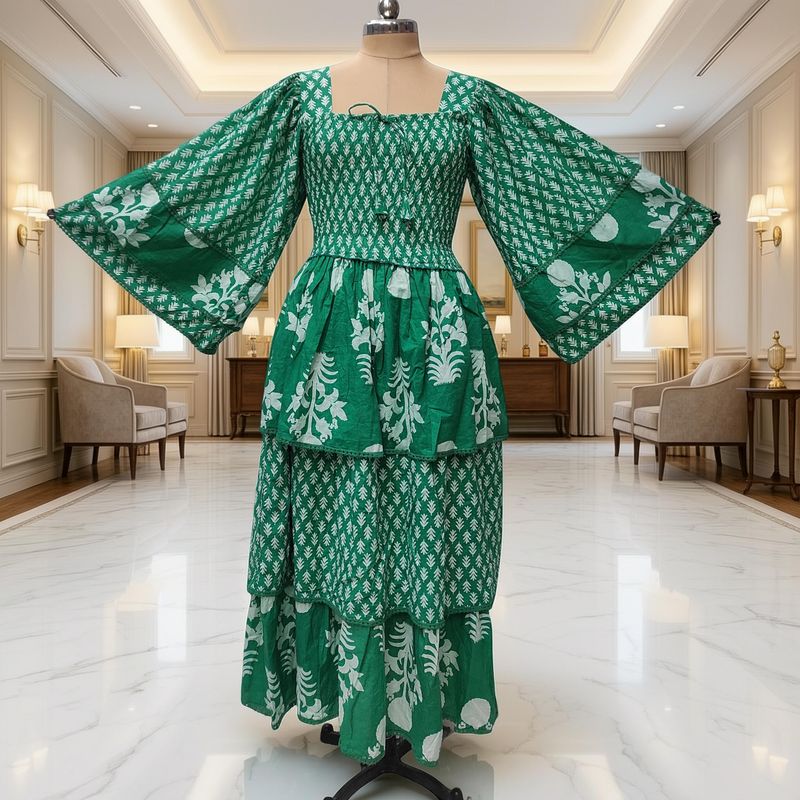 XS/S Rahima Printed Cotton Dress 54" Long Jalabiya
