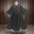 2XL/3XL Meher Crystal Black Cotton Dress 57" Long Jalabiya
