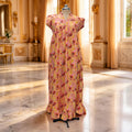 S-M Amani Printed Cotton Dress 57" Short Sleeves Jalabiya