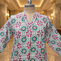 XS-S Teena Printed Mirror Work Cotton Dress 54" Long Jalabiya