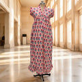 S-M Amani Printed Cotton Dress 57" Short Sleeves Jalabiya