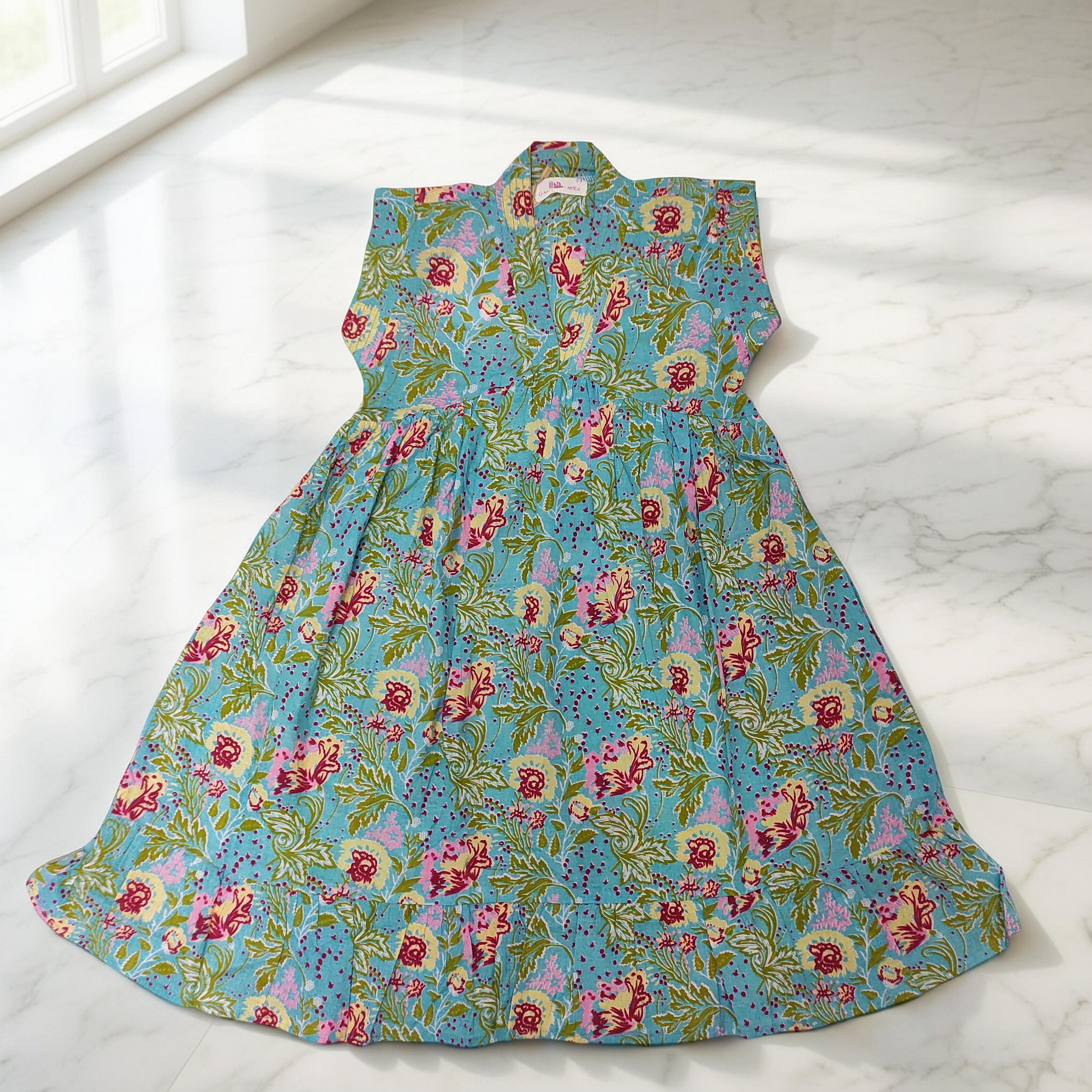 1-2 Year Amani Printed Cotton Girls Dress 26'' Short Sleeves Jalabiya